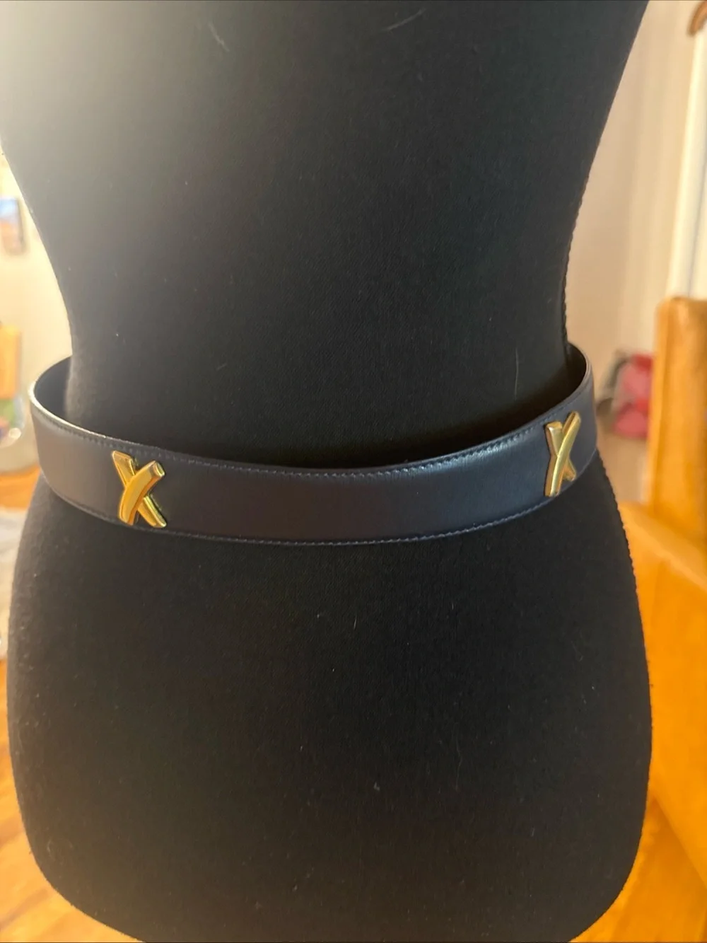 Paloma Picasso Leather Belt Black & Gold X Size Medium